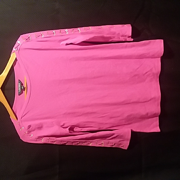 RALPH LAUREN Fuschia Lace-up Boat Neck Top - Picture 1 of 3